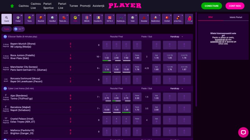 utilizați funcțiile de retragere de la Player Casino