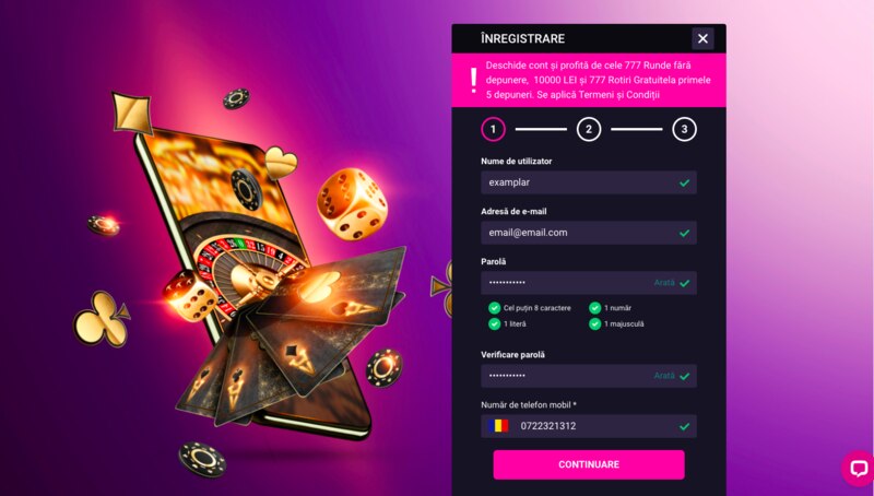 Înregistrare Player Casino