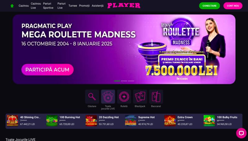 pas pentru înregistrarea la Player Casino