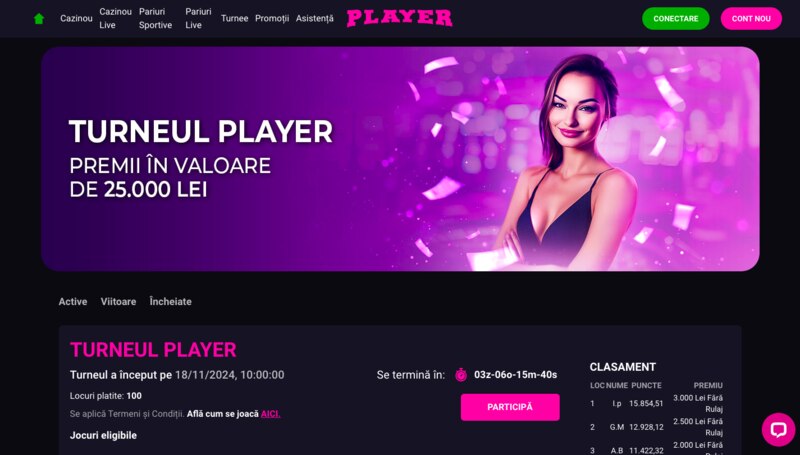 informațiile necesare pentru a vă înregistra la Player Casino